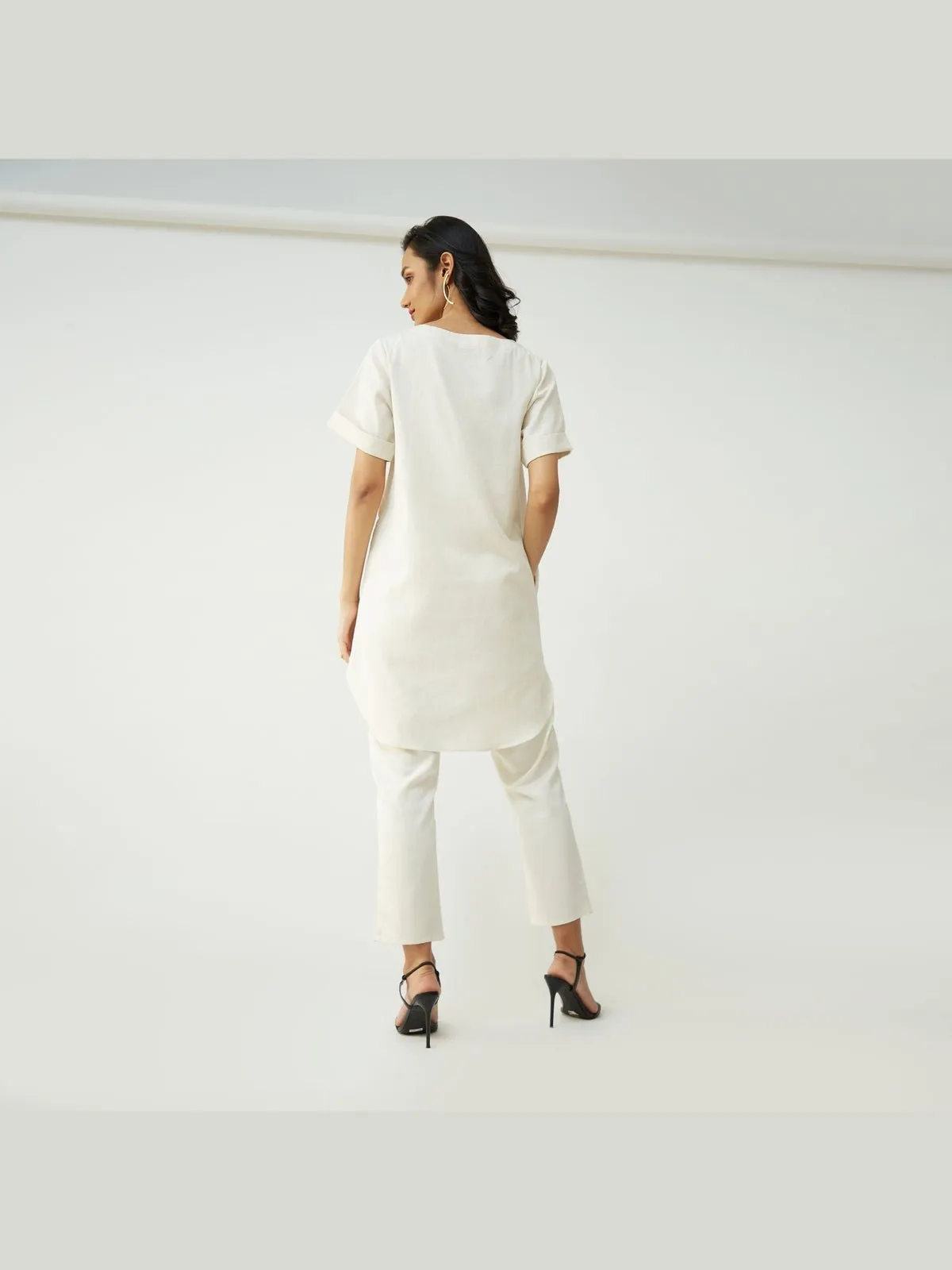 Tencel Solid Tunic with Tapered Leg Trousers Co-ord Set