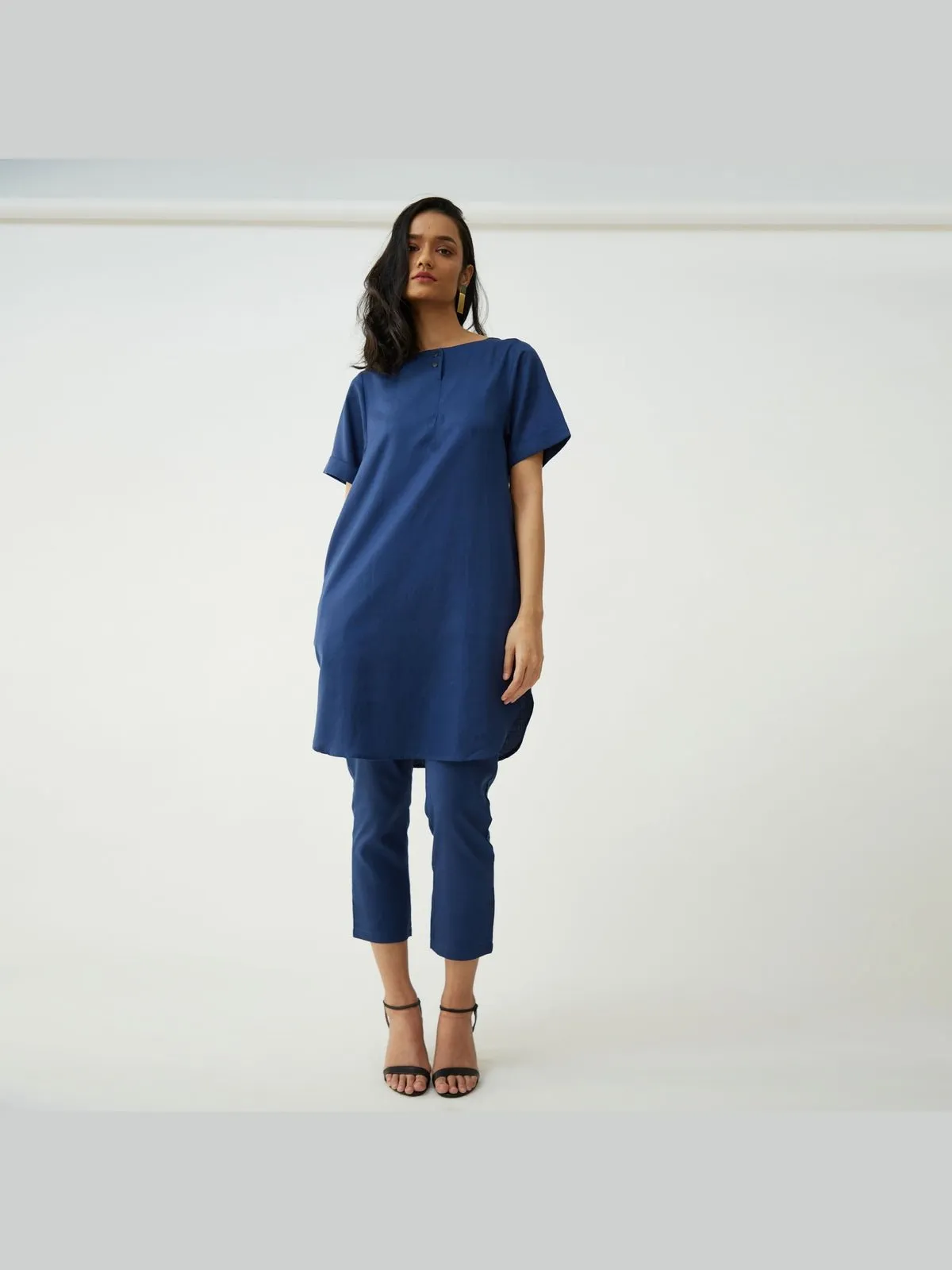 Tencel Solid Tunic with Tapered Leg Trousers Co-ord Set