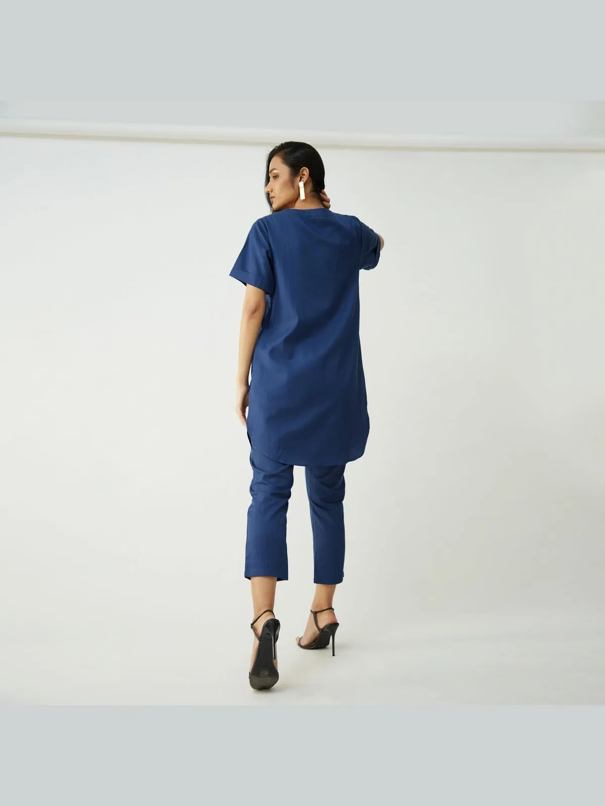 Tencel Solid Tunic with Tapered Leg Trousers Co-ord Set