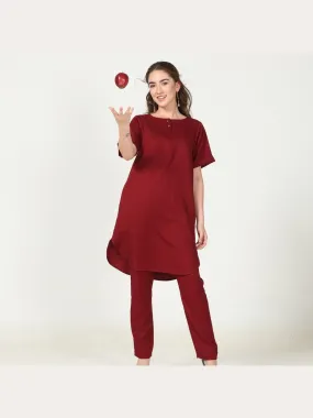 Tencel Solid Tunic with Tapered Leg Trousers Co-ord Set