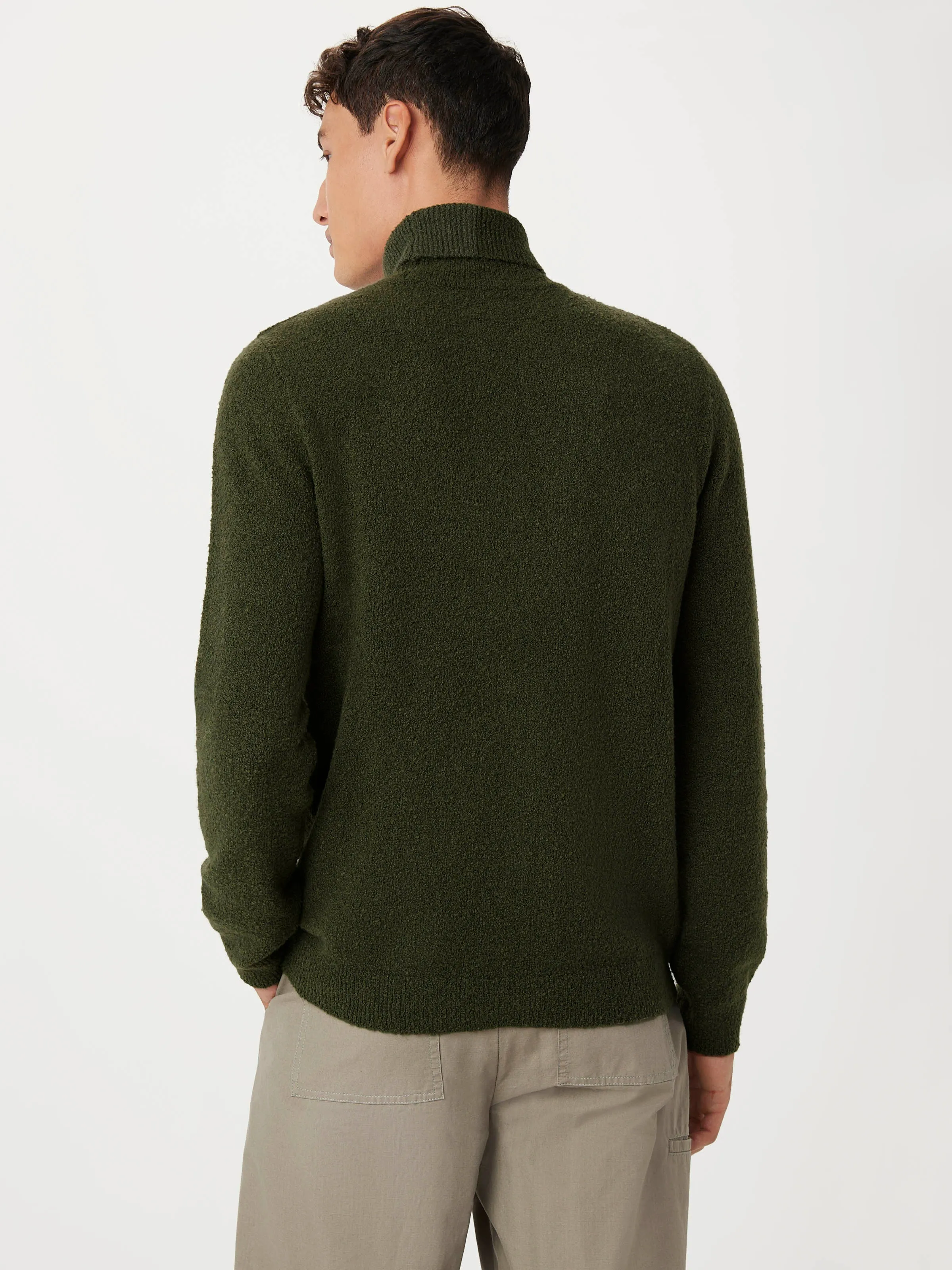 The Seawool® Boucle Turtleneck in Dark Green