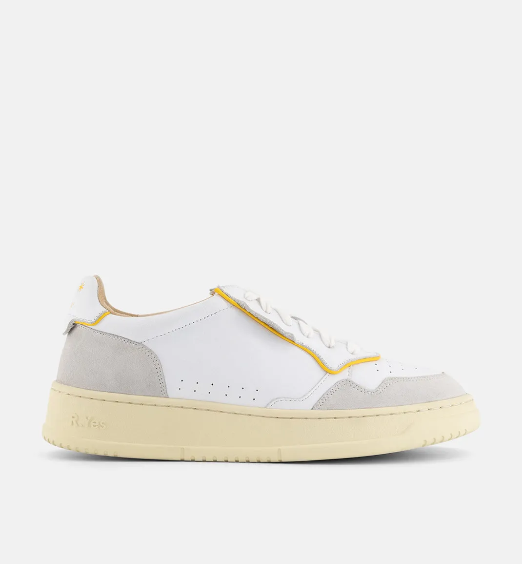 The Supermodel Lace Up Trainer | White and 90's Yellow