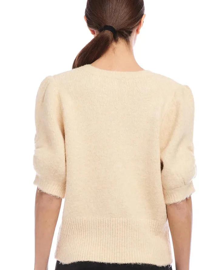 The V-Neck Short Sleeve Sweater in Sand