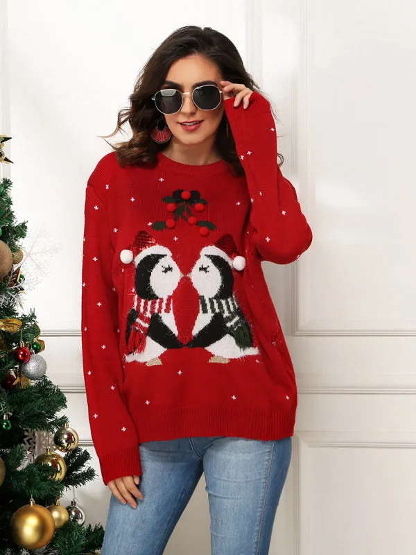 Toleet-Winter outfits Women's pullover Christmas knitted long sleeve sweater