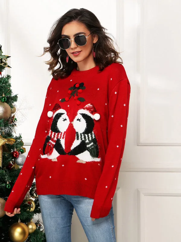 Toleet-Winter outfits Women's pullover Christmas knitted long sleeve sweater