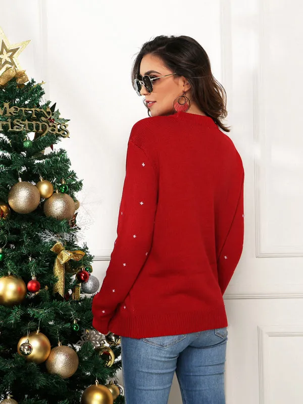 Toleet-Winter outfits Women's pullover Christmas knitted long sleeve sweater