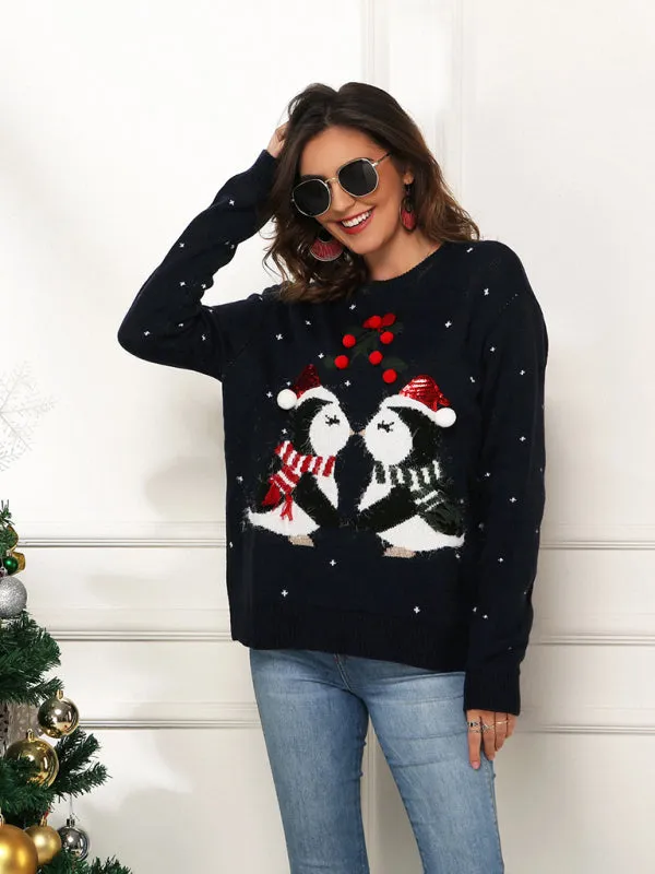 Toleet-Winter outfits Women's pullover Christmas knitted long sleeve sweater