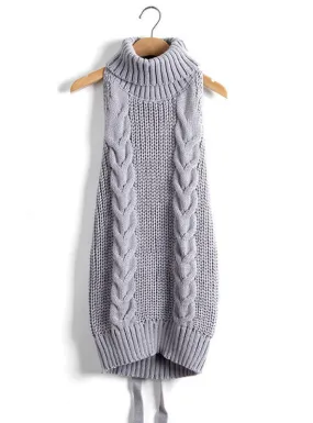 Turtleneck Sleeveless Long Virgin Knitted Sexy backless Women Sweaters