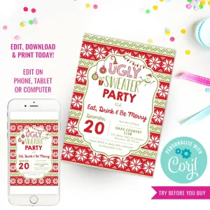 Ugly Sweater Christmas Party Invitation | Fun Christmas Party Invitation