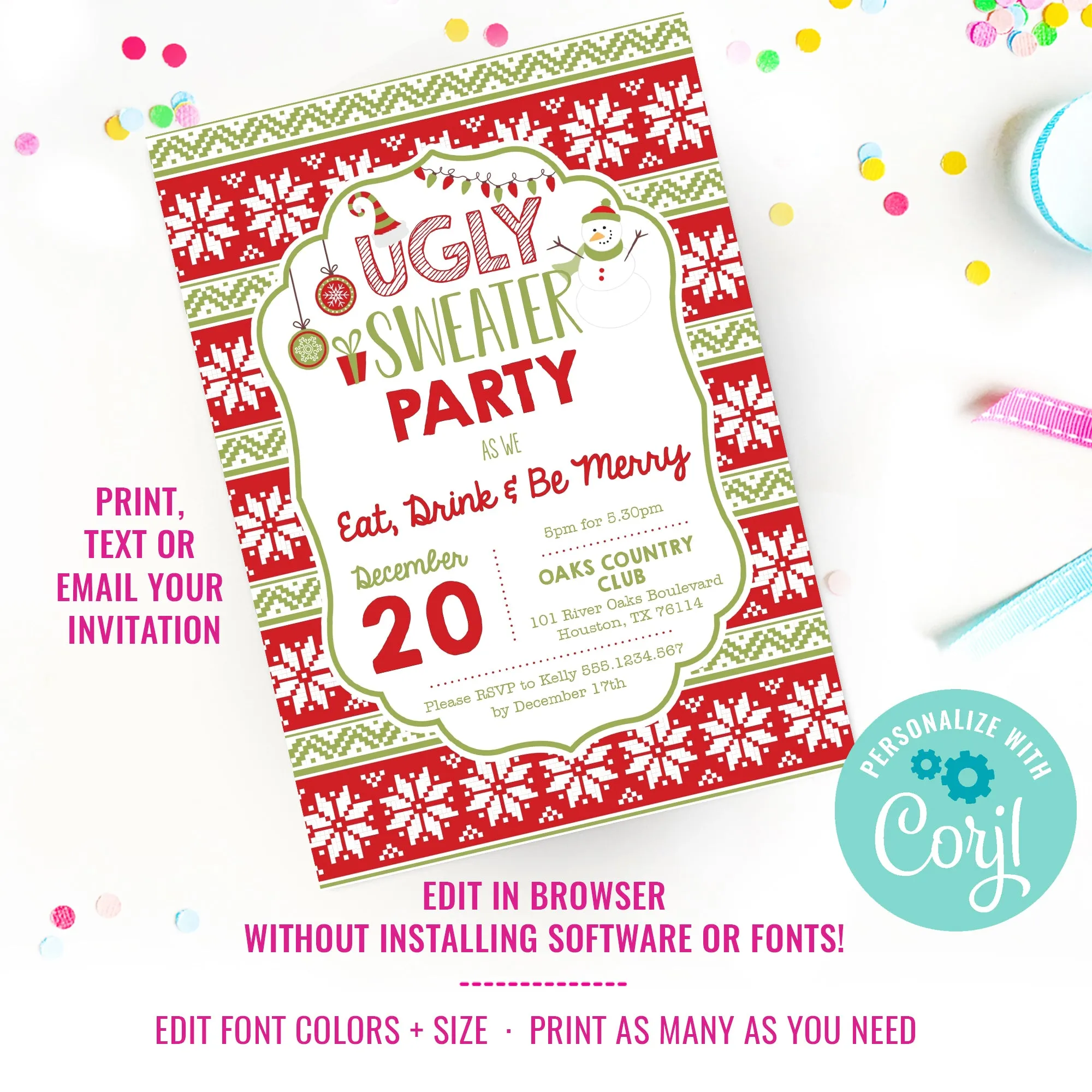 Ugly Sweater Christmas Party Invitation | Fun Christmas Party Invitation