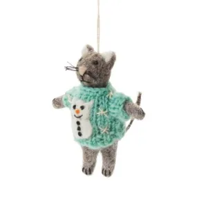 Ugly Sweater Kitty Felt Ornament