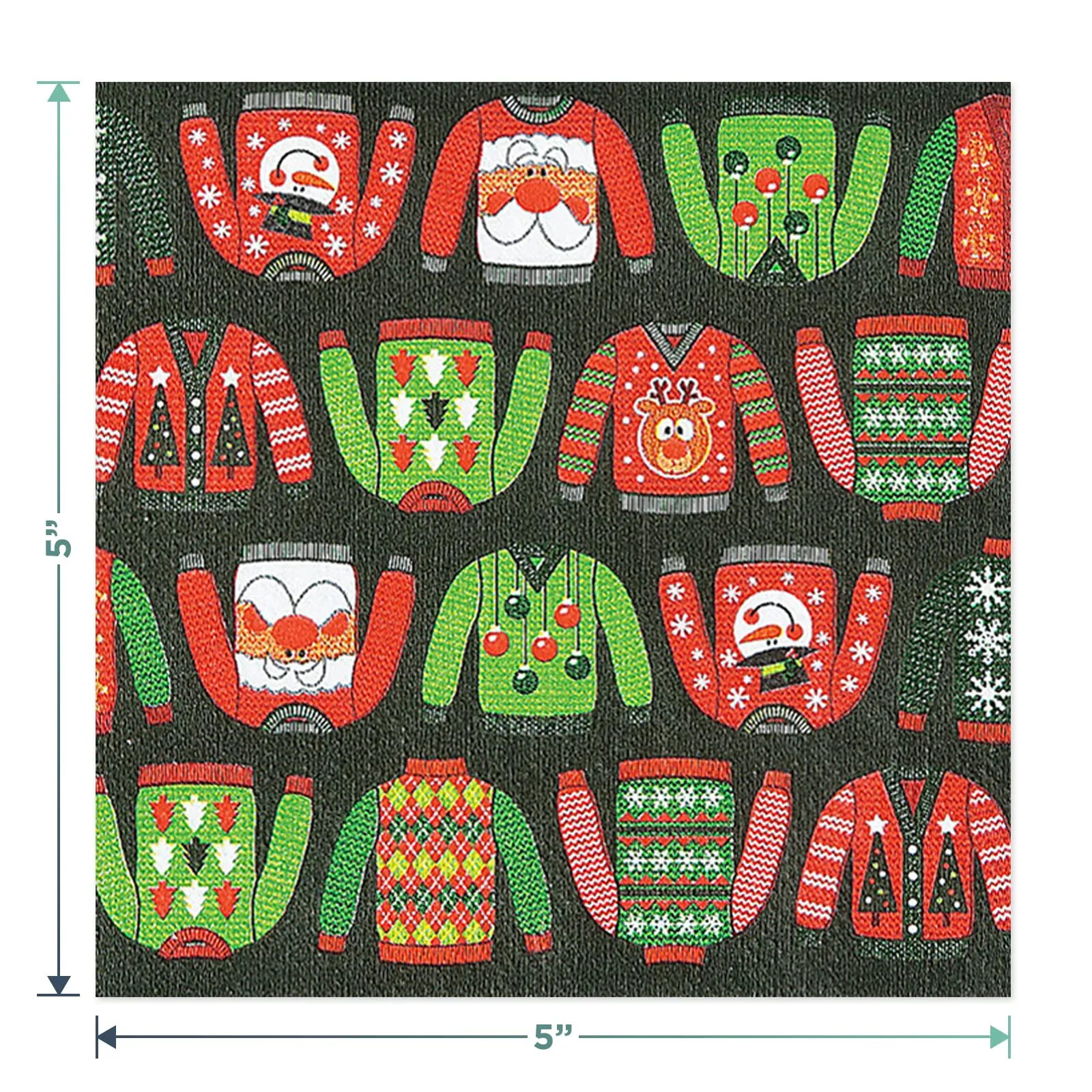 Ugly Sweater Party Pack - Paper Dessert Plates, Beverage Napkins, Table Cover, and Garland For Tacky Sweater Holiday Christmas Parties (Serves 16)