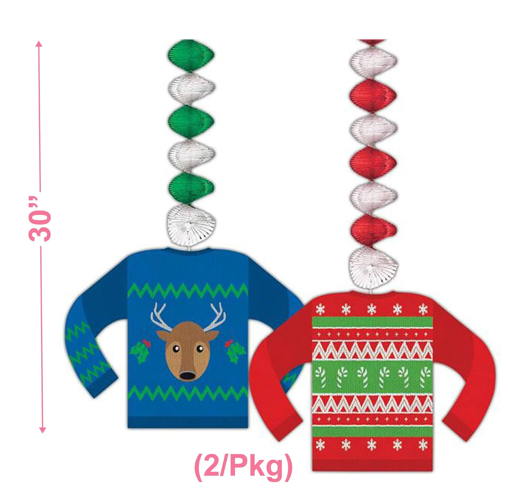 Ugly Sweater Party Supplies - Sweater Garland Banner and Hanging Decorations for Tacky Sweater Holiday Christmas Parties