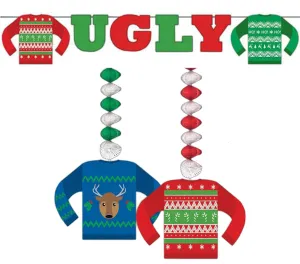 Ugly Sweater Party Supplies - Sweater Garland Banner and Hanging Decorations for Tacky Sweater Holiday Christmas Parties