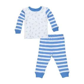 Under the Nile Organic Baby Pajamas - Blue People Print