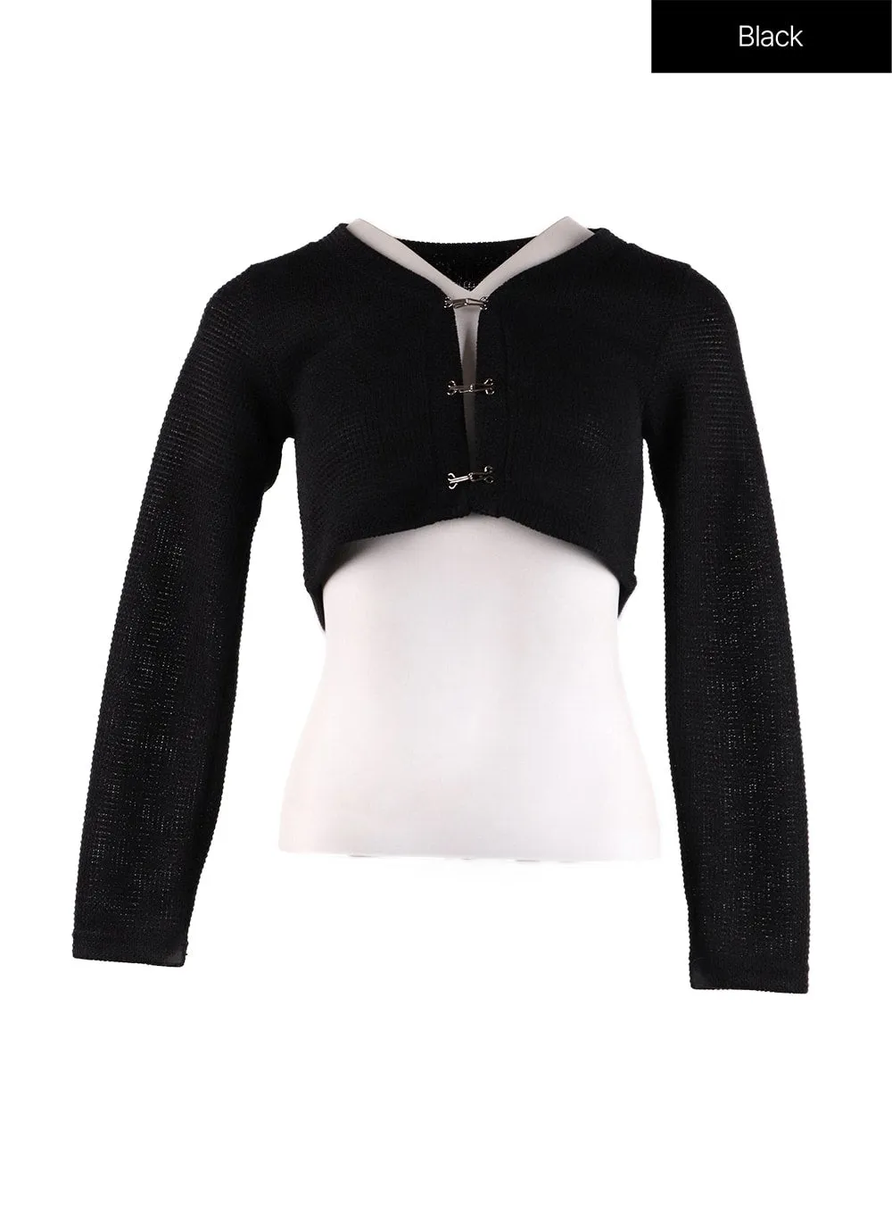 V-Neck Solid Knit Cropped Cardigan IF408