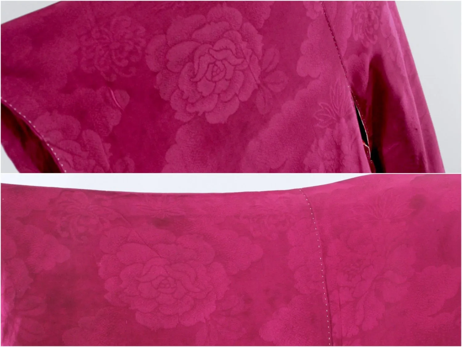 Vintage 1930s Silk Haori Kimono Jacket Cardigan in Cranberry Red Magenta