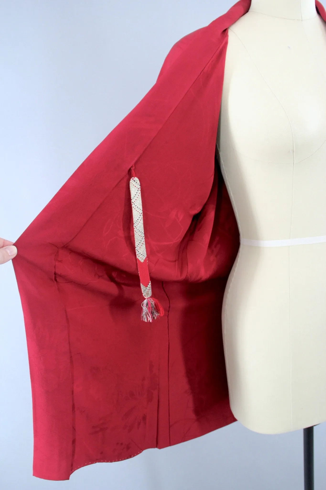 Vintage 1930s Silk Haori Kimono Jacket in Brick Red