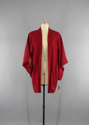 Vintage 1930s Silk Haori Kimono Jacket in Brick Red