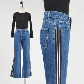 Vintage 90s y2k Flared Jeans Mid Rise Racer Side Striped Skater Grunge Jeans size S M