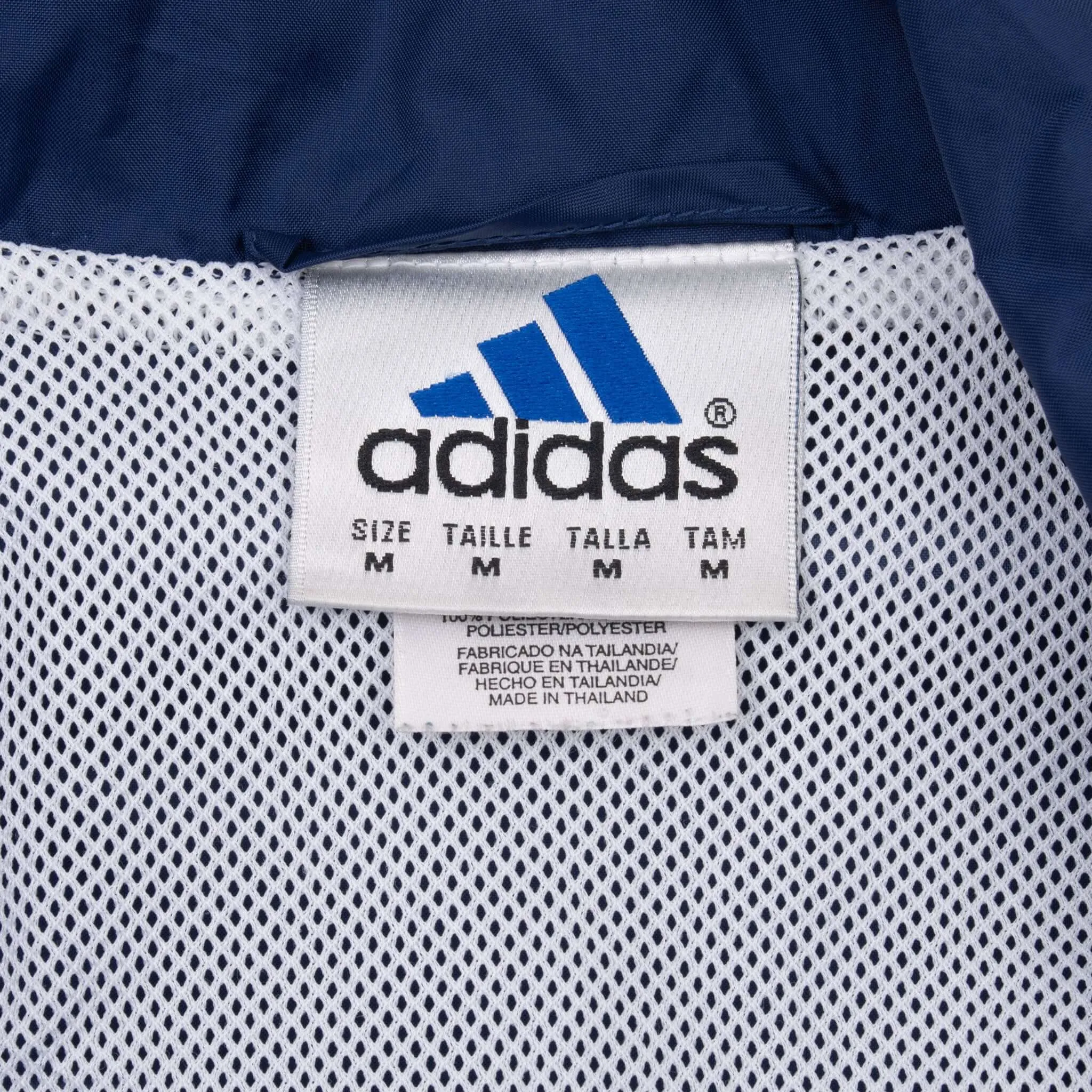 VINTAGE ADIDAS BLUE NYLON WINDBREAKER JACKET 1990S MEDIUM