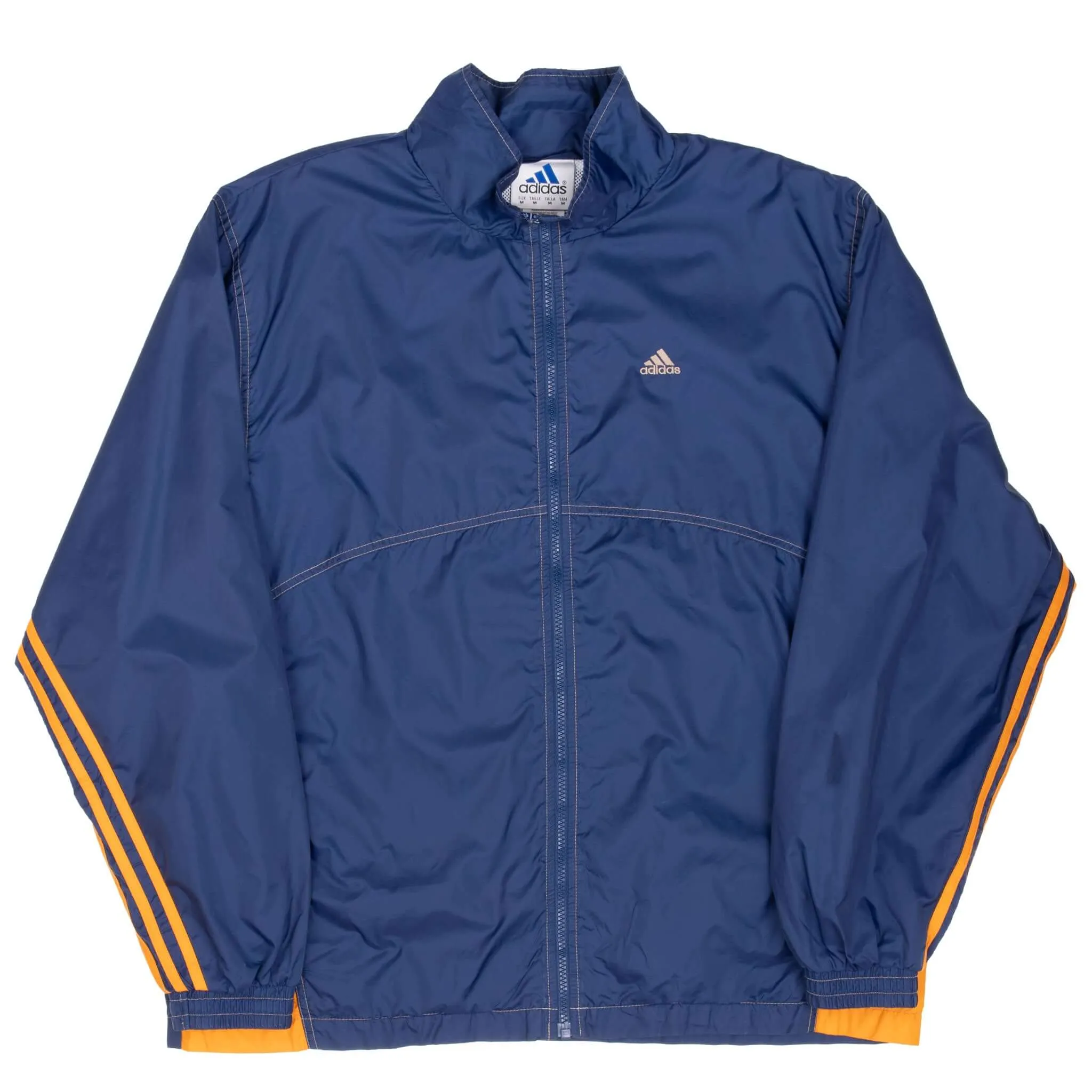 VINTAGE ADIDAS BLUE NYLON WINDBREAKER JACKET 1990S MEDIUM