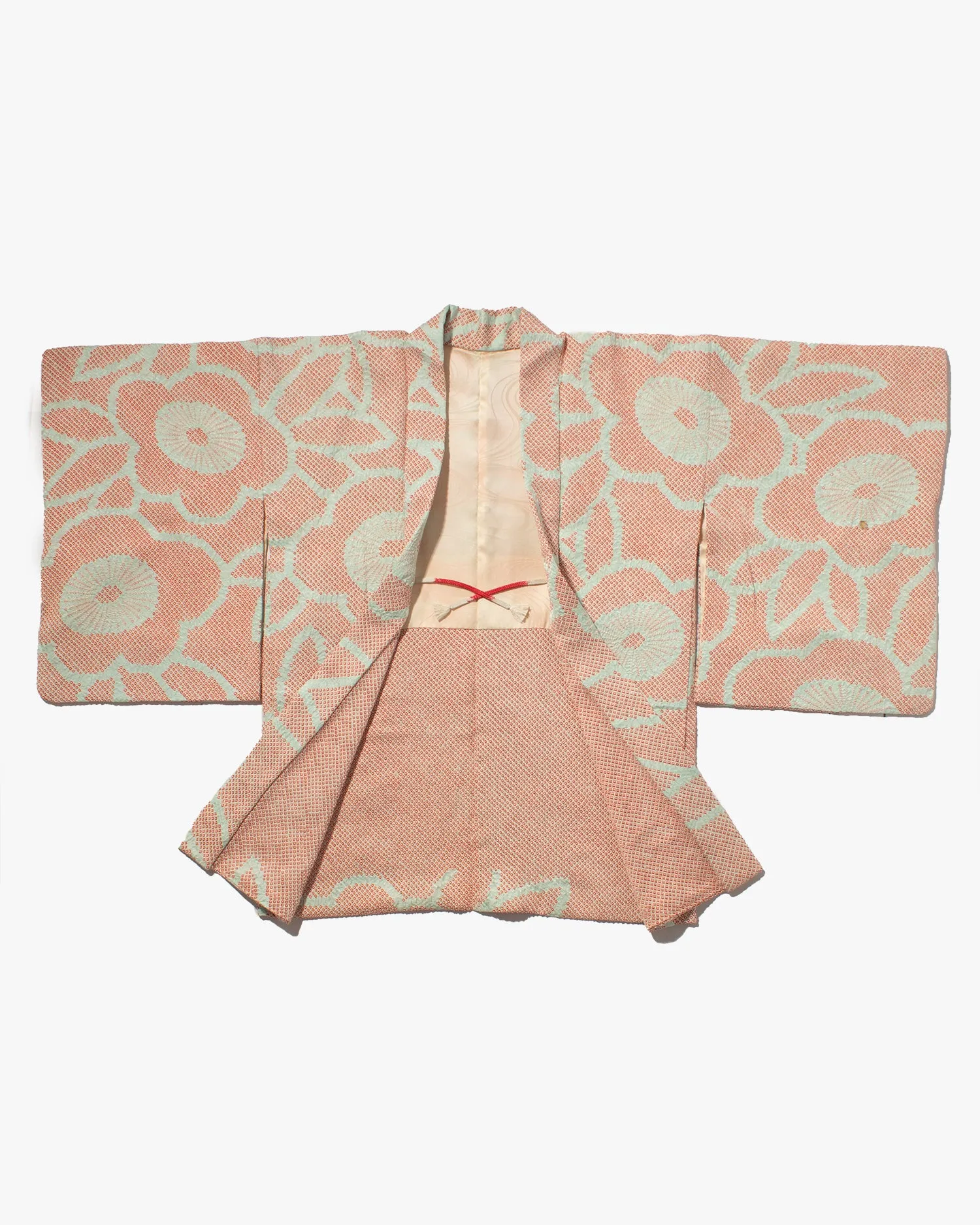 Vintage Haori Jacket, Full Shibori, Pink and Light Blue Flowers