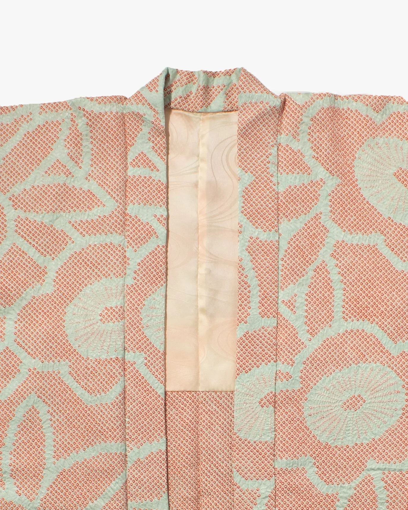 Vintage Haori Jacket, Full Shibori, Pink and Light Blue Flowers