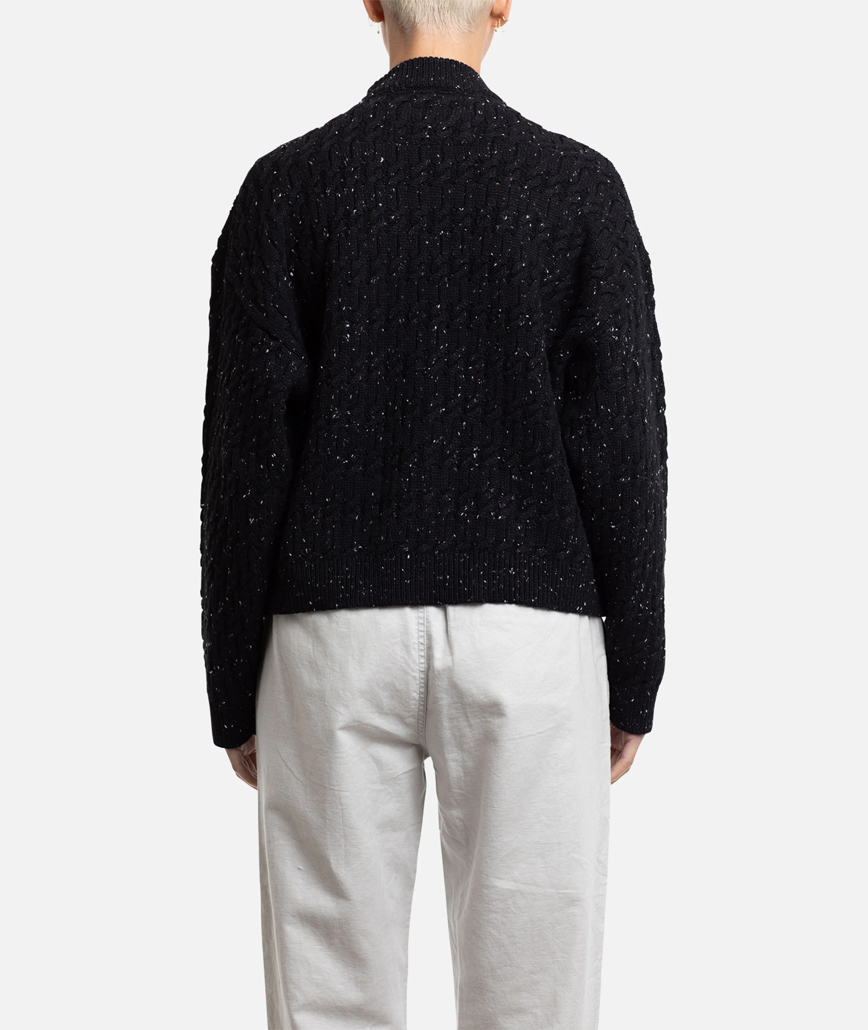 Wharf Cable Knit Sweater - Black