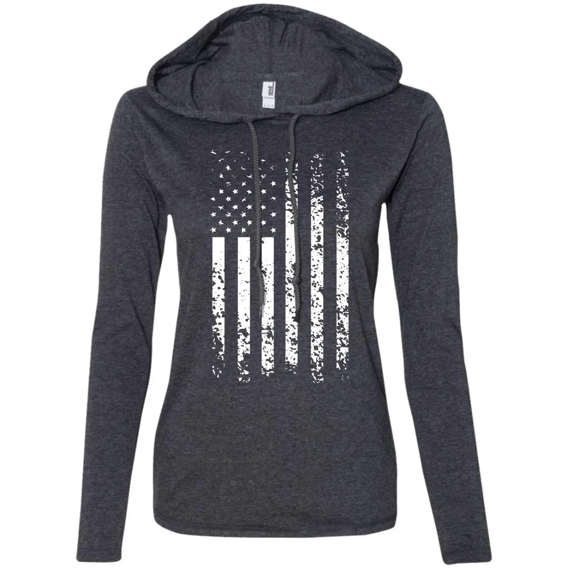 White Grunge Flag LS T-Shirt Hoodie