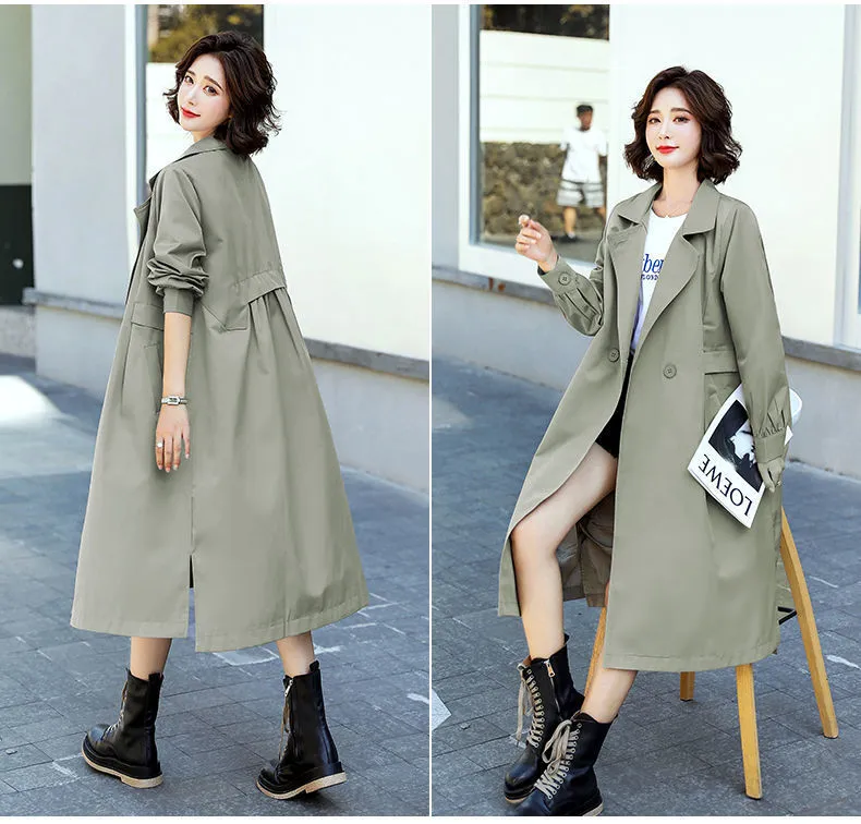 Wjczt Trench Coat for Women 2022 Autumn Winter New Loose Fashion Windbreaker Women's Long Temperament Coat Female Clothing Coats Tops