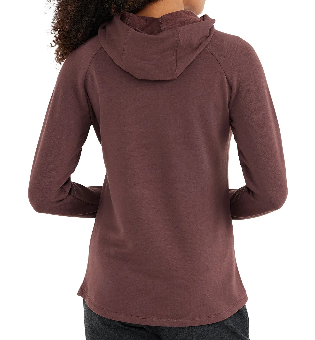 Women's Bamboo Lightweight Fleece Pullover Hoodie - Umber