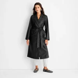 Women's Faux Leather Trench Coat