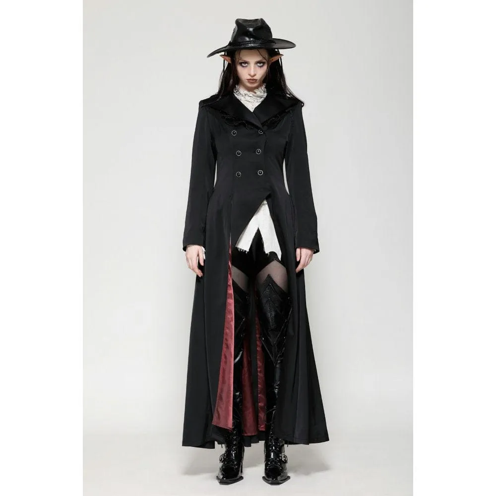 Women's Gothic Vampire Button Jacket Black Red