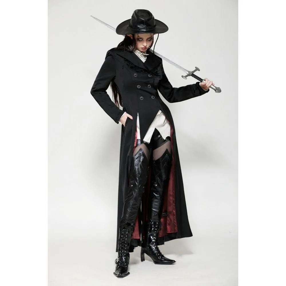 Women's Gothic Vampire Button Jacket Black Red