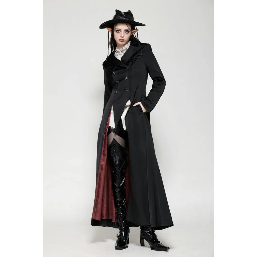 Women's Gothic Vampire Button Jacket Black Red