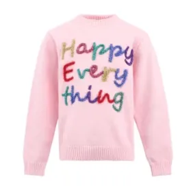 Women's Happy Everything Tinsel Sweater- Pink