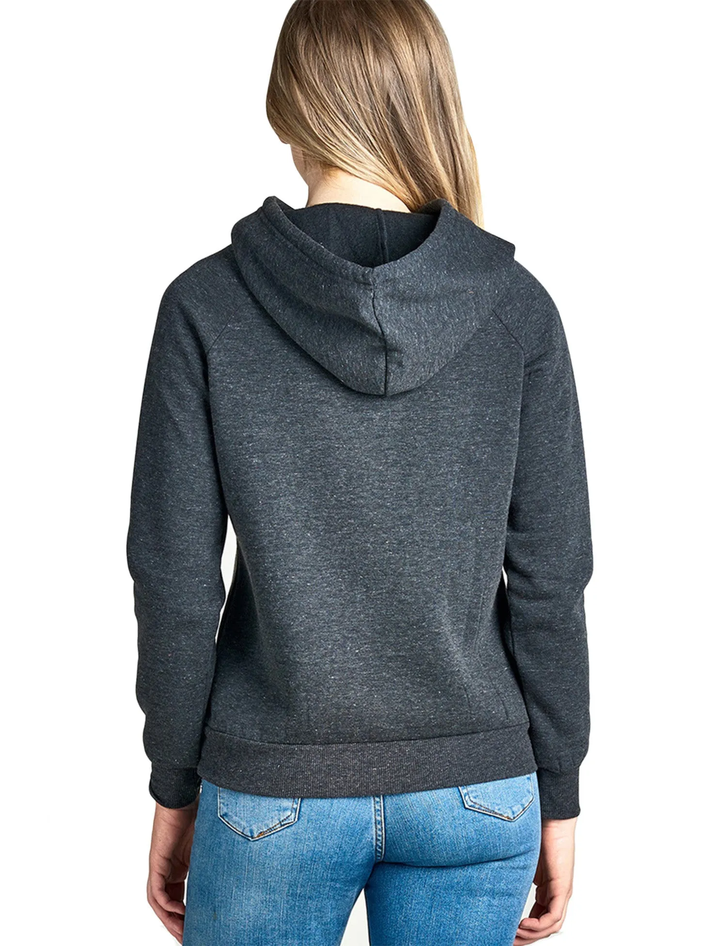 Womens Long Sleeve Brushed French Terry Pullover Hoodie with Kangaroo Pocket