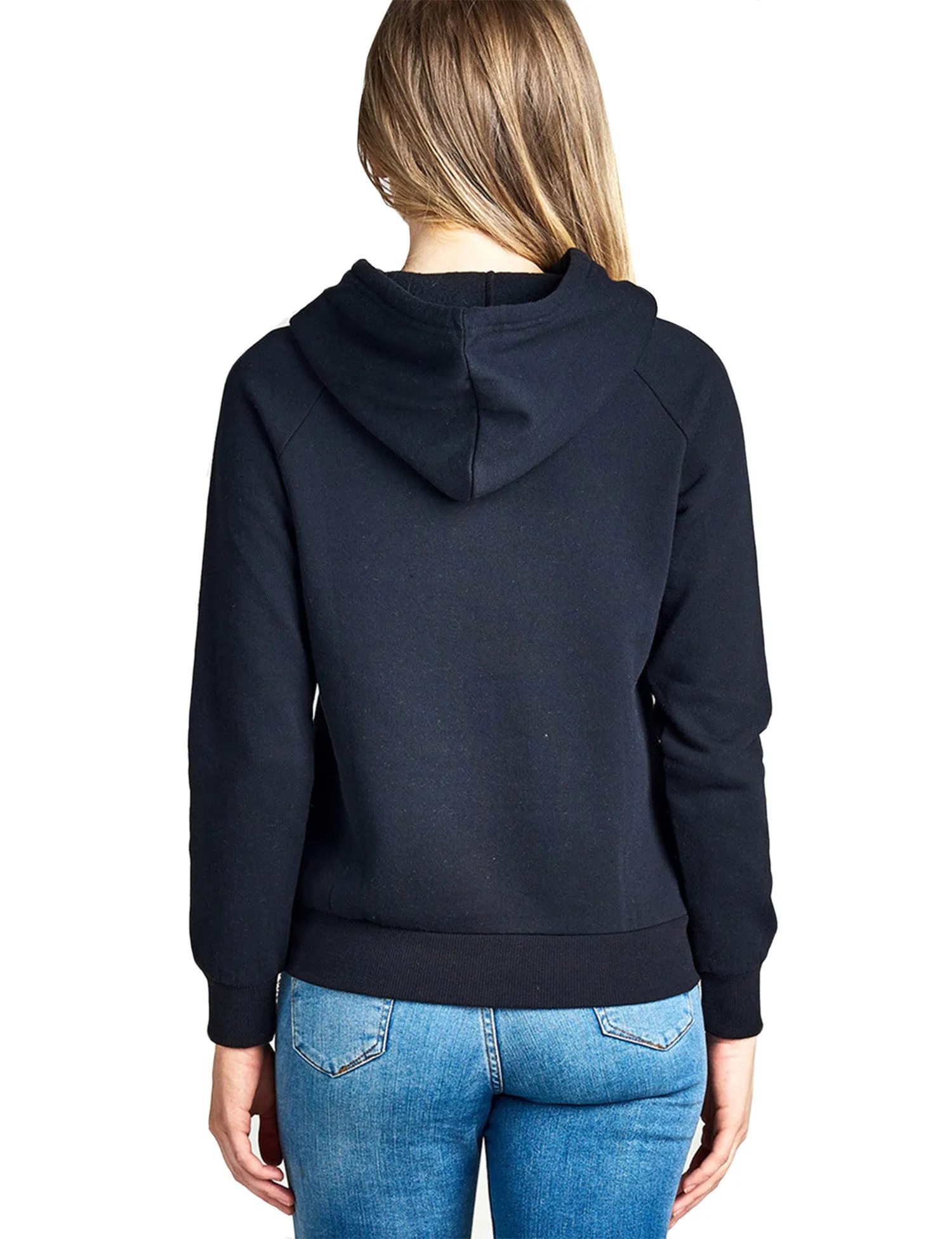 Womens Long Sleeve Brushed French Terry Pullover Hoodie with Kangaroo Pocket