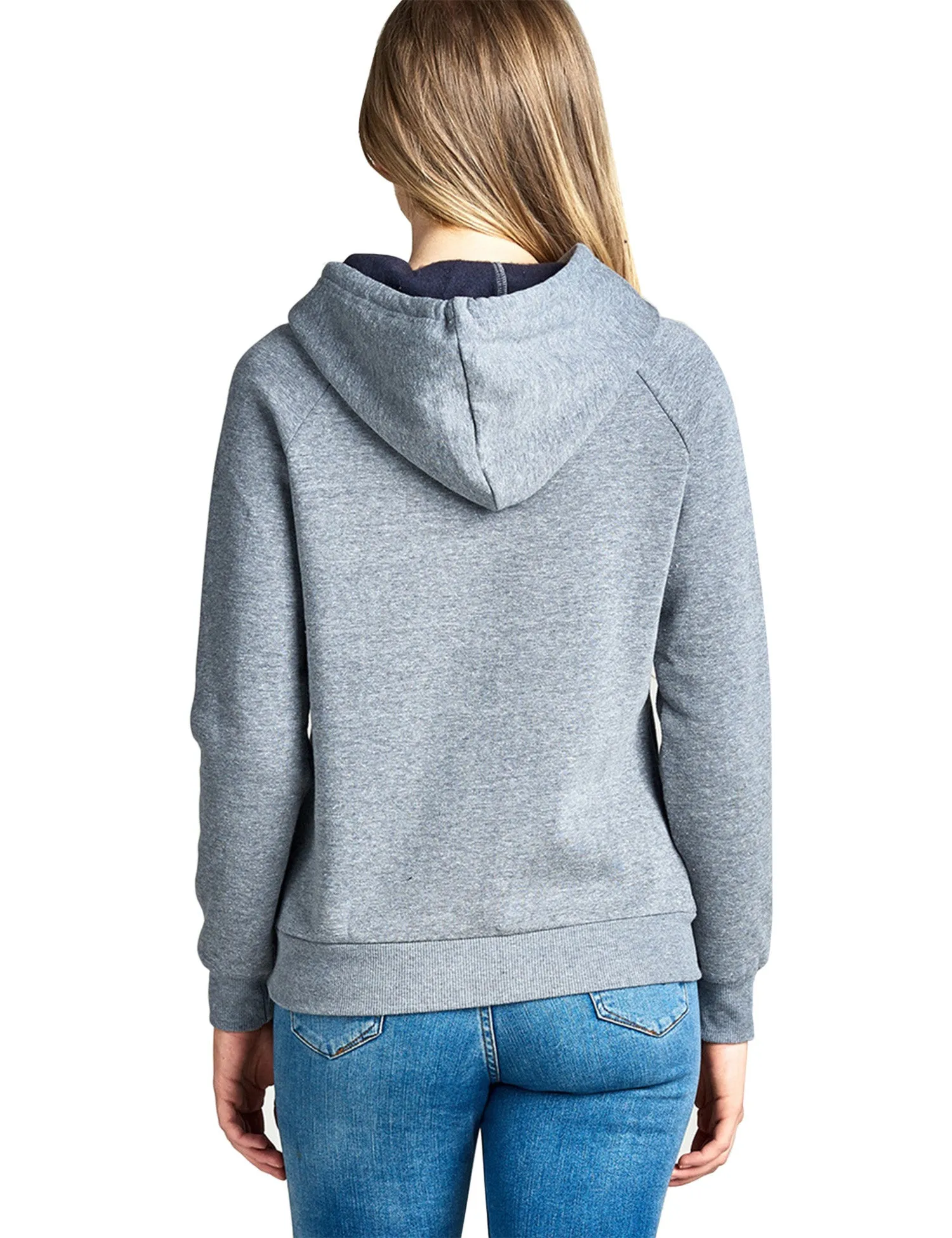 Womens Long Sleeve Brushed French Terry Pullover Hoodie with Kangaroo Pocket