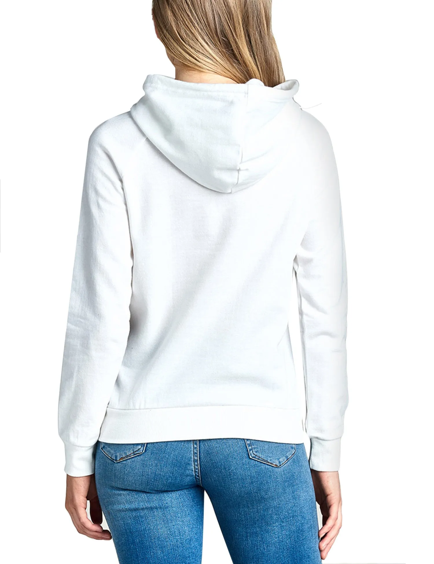 Womens Long Sleeve Brushed French Terry Pullover Hoodie with Kangaroo Pocket