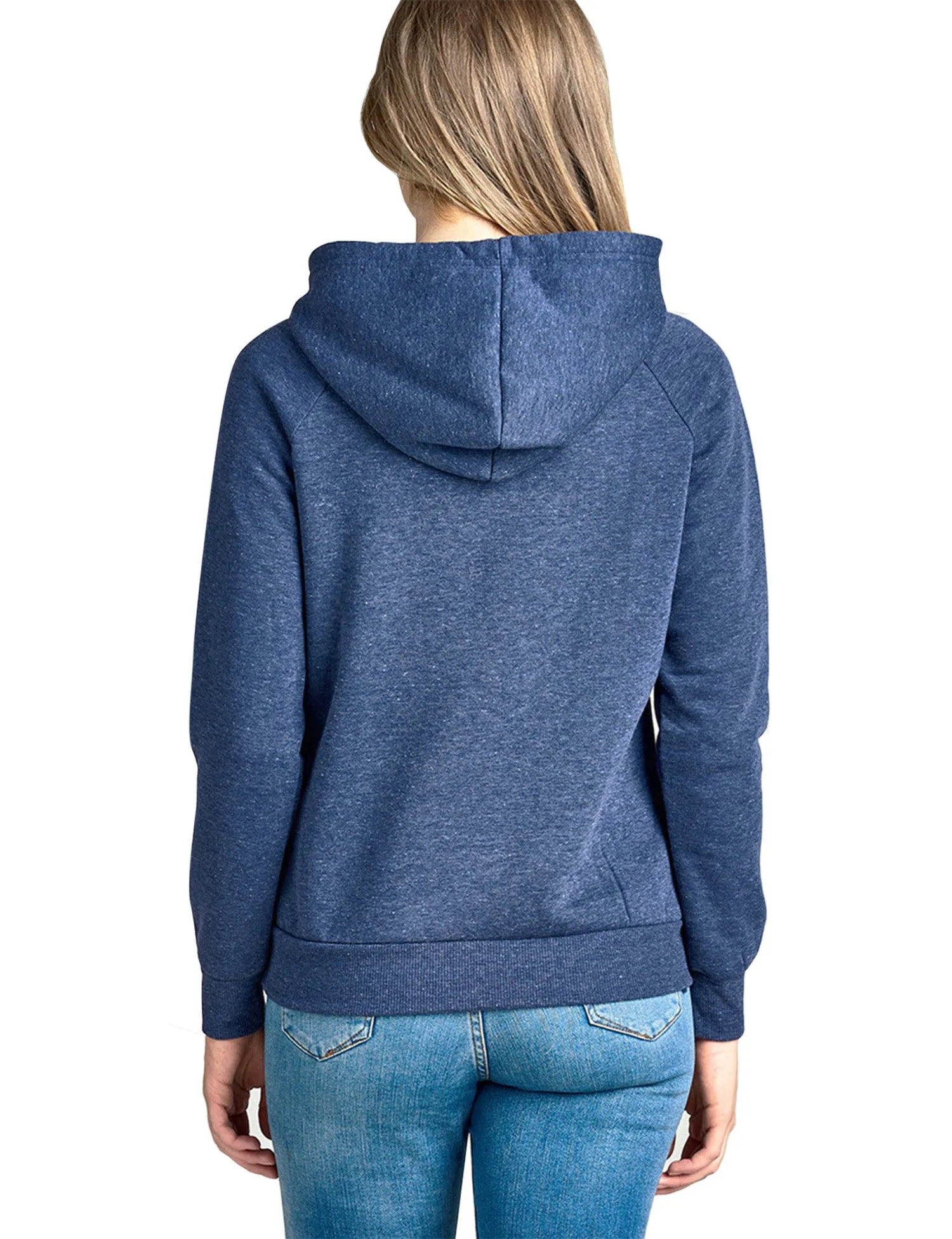 Womens Long Sleeve Brushed French Terry Pullover Hoodie with Kangaroo Pocket