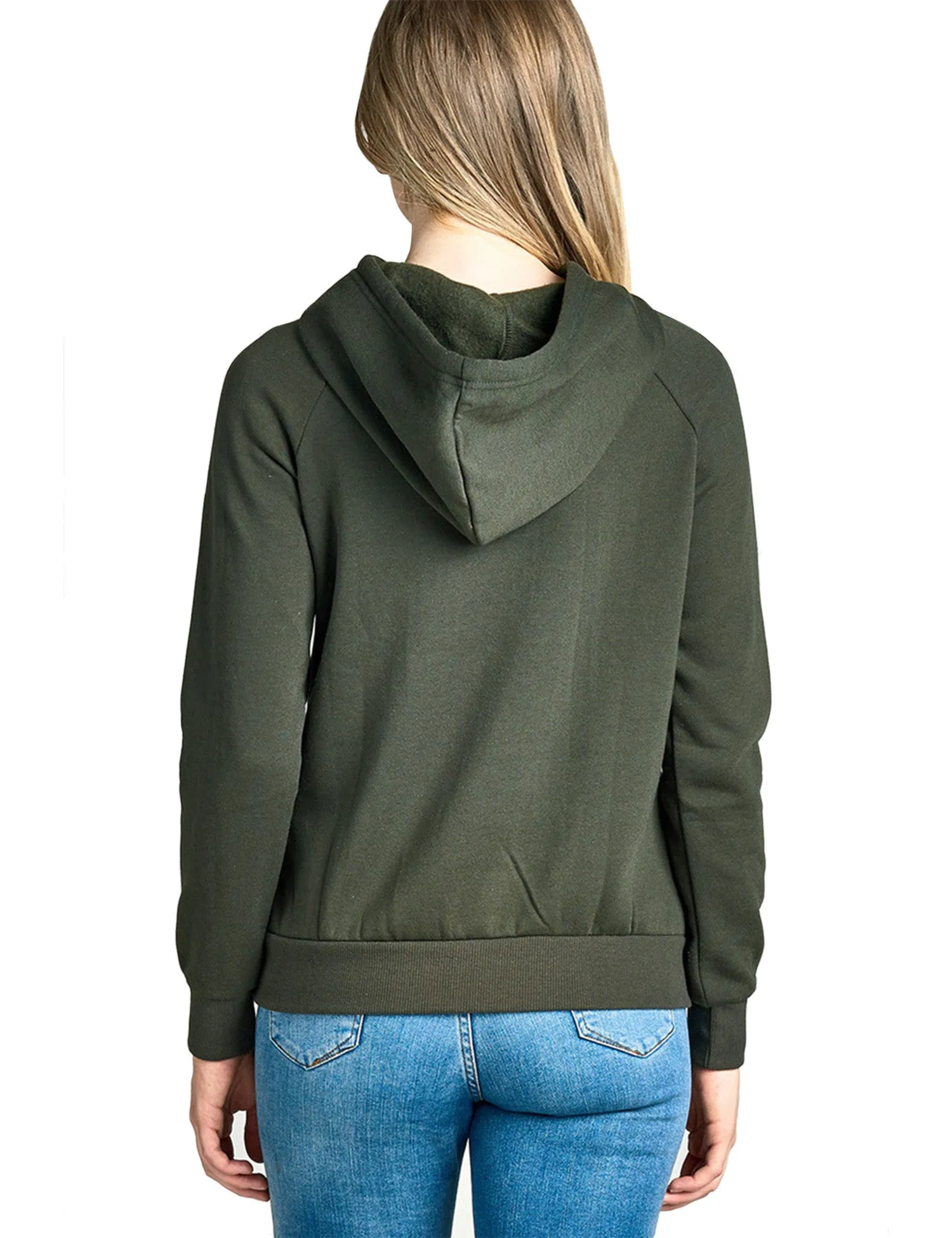 Womens Long Sleeve Brushed French Terry Pullover Hoodie with Kangaroo Pocket