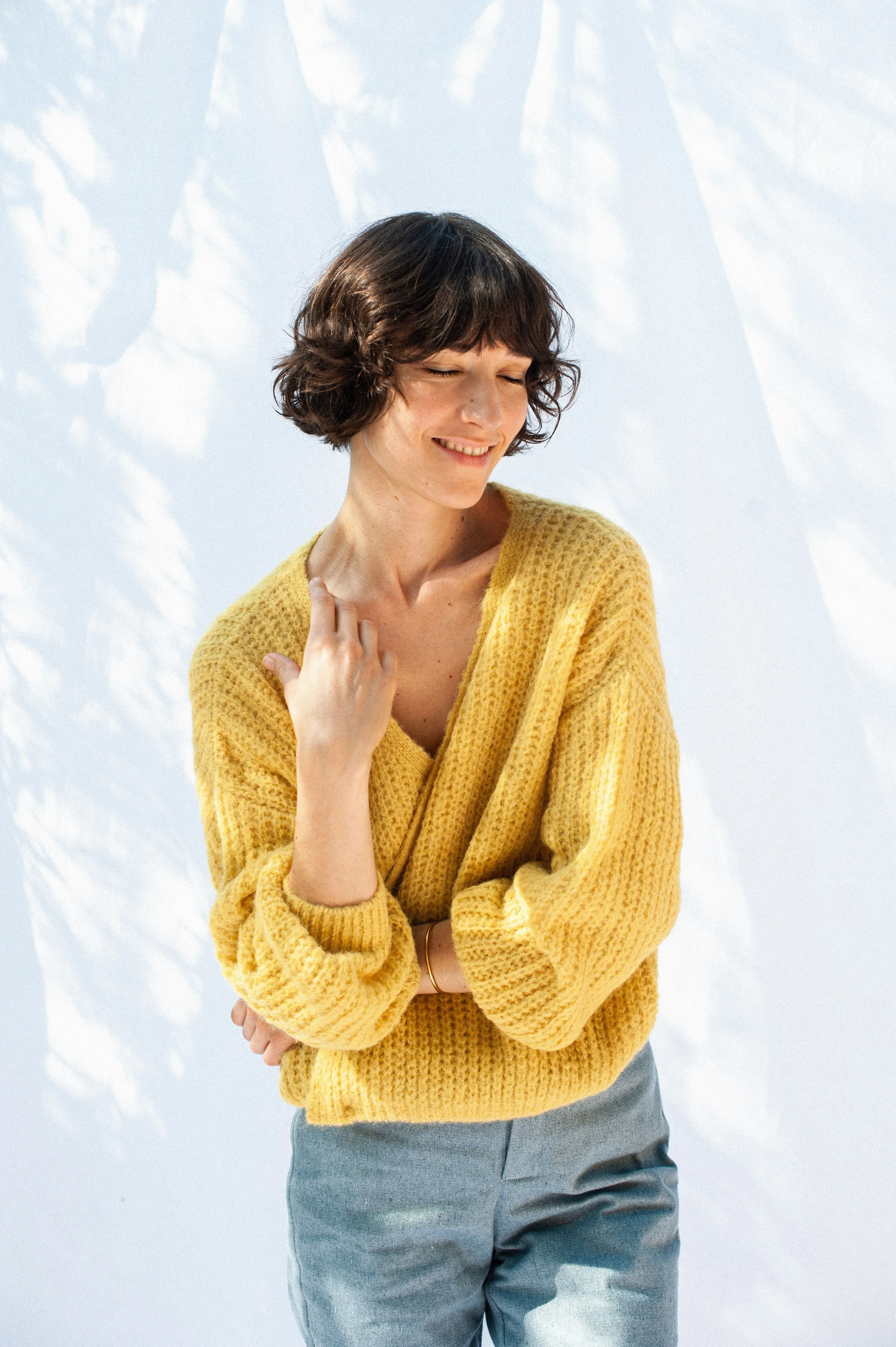 wrap cardigan - vega - daffodil yellow