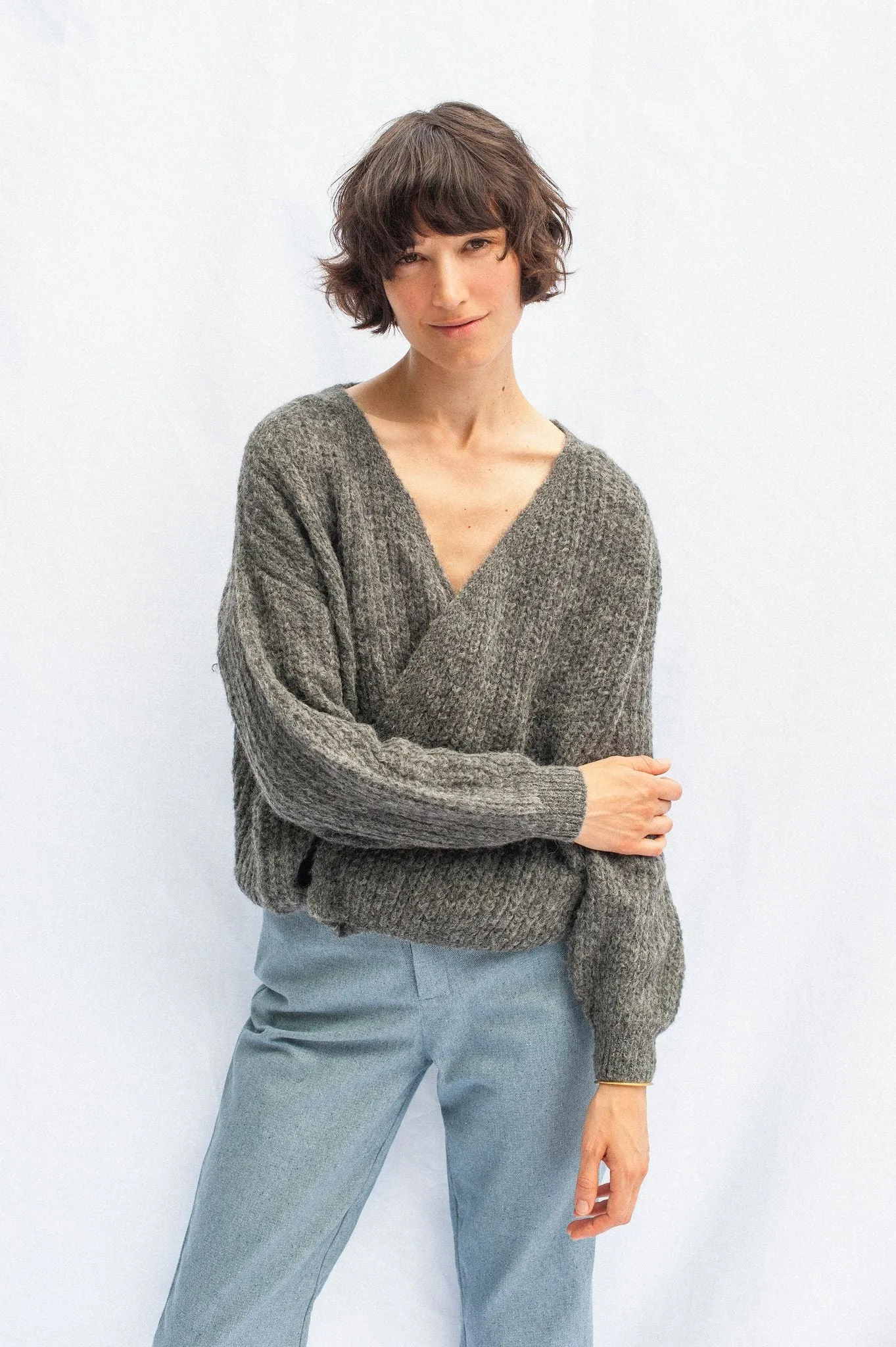 wrap cardigan - vega - dark grey