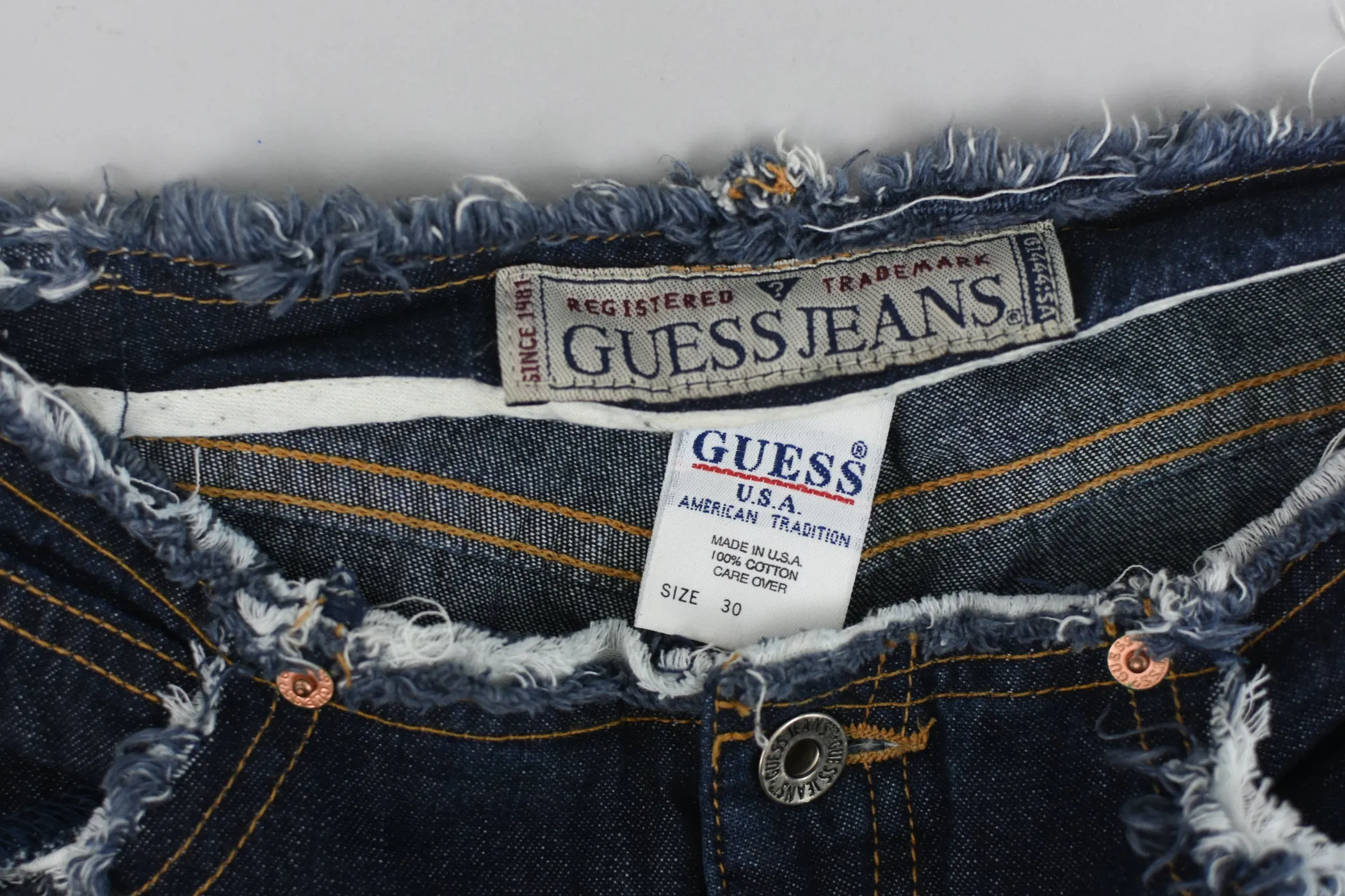 Y2K Vintage Guess Raw Hem Mid Rise Jeans Women's Size 30