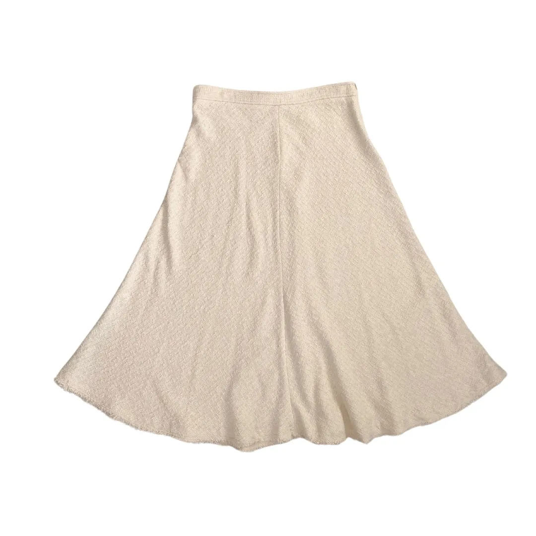 Zara Textured Flared Midi Skirt Cream SIZE XXL