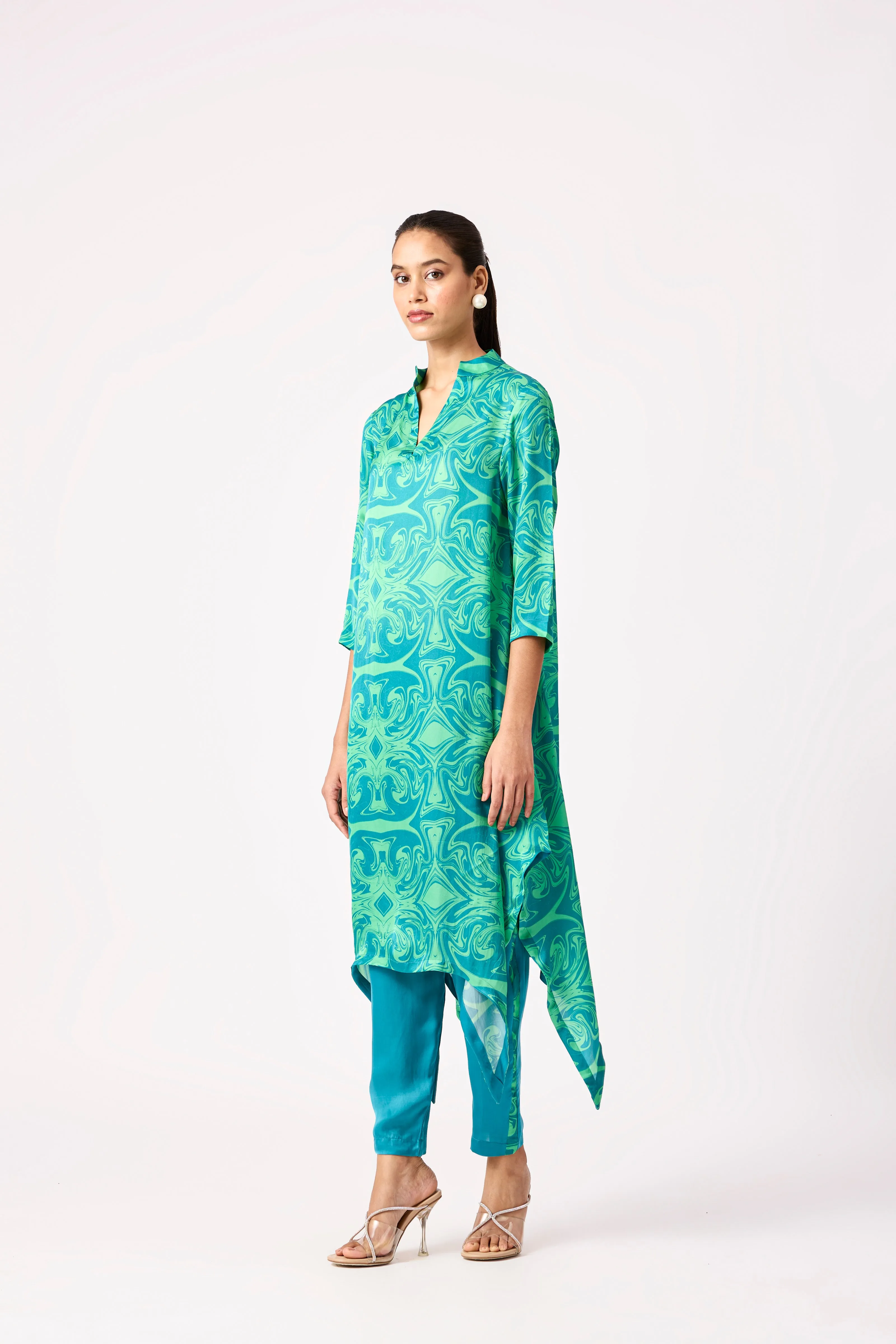 ZARA Tunic Set - Green Art deco