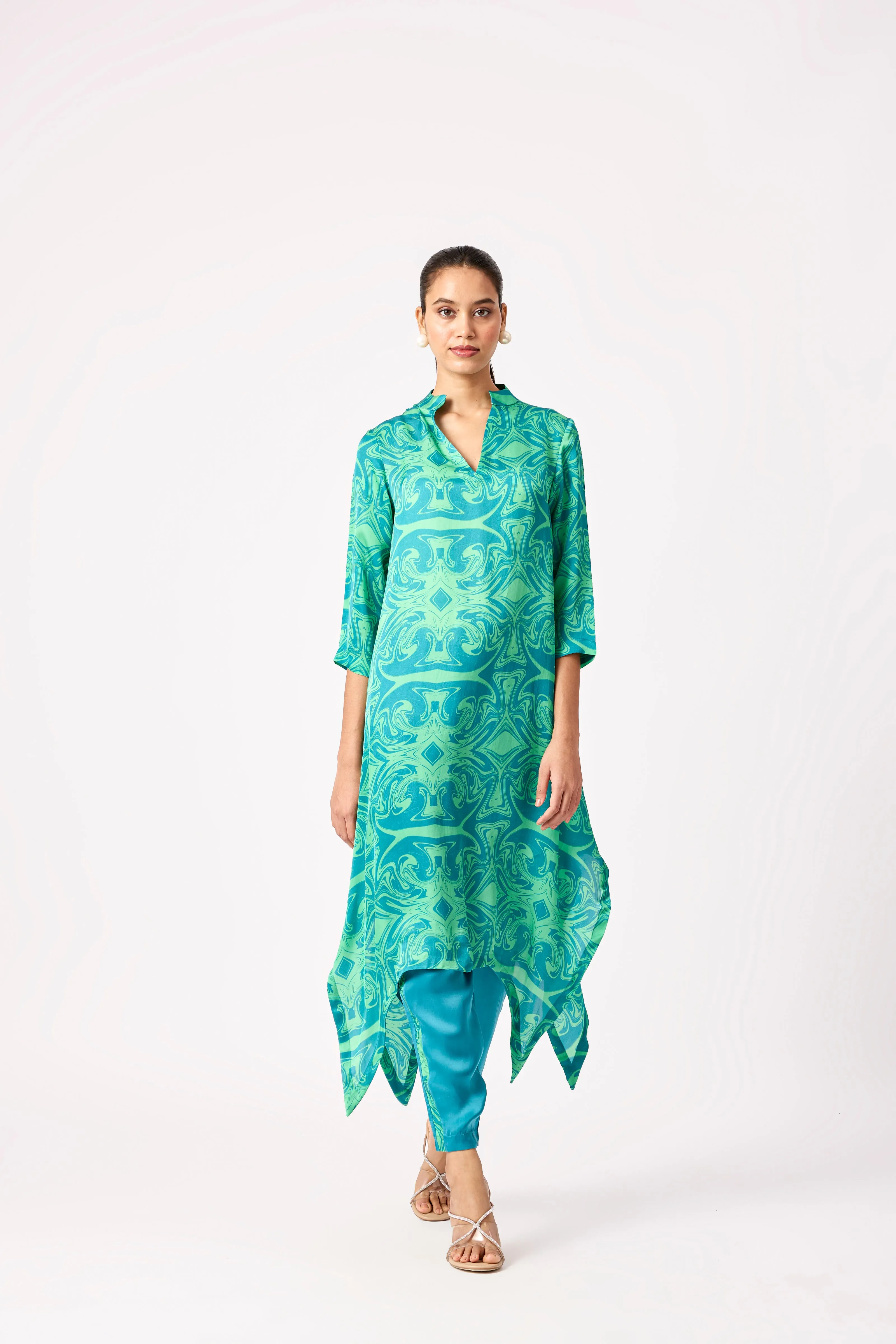 ZARA Tunic Set - Green Art deco