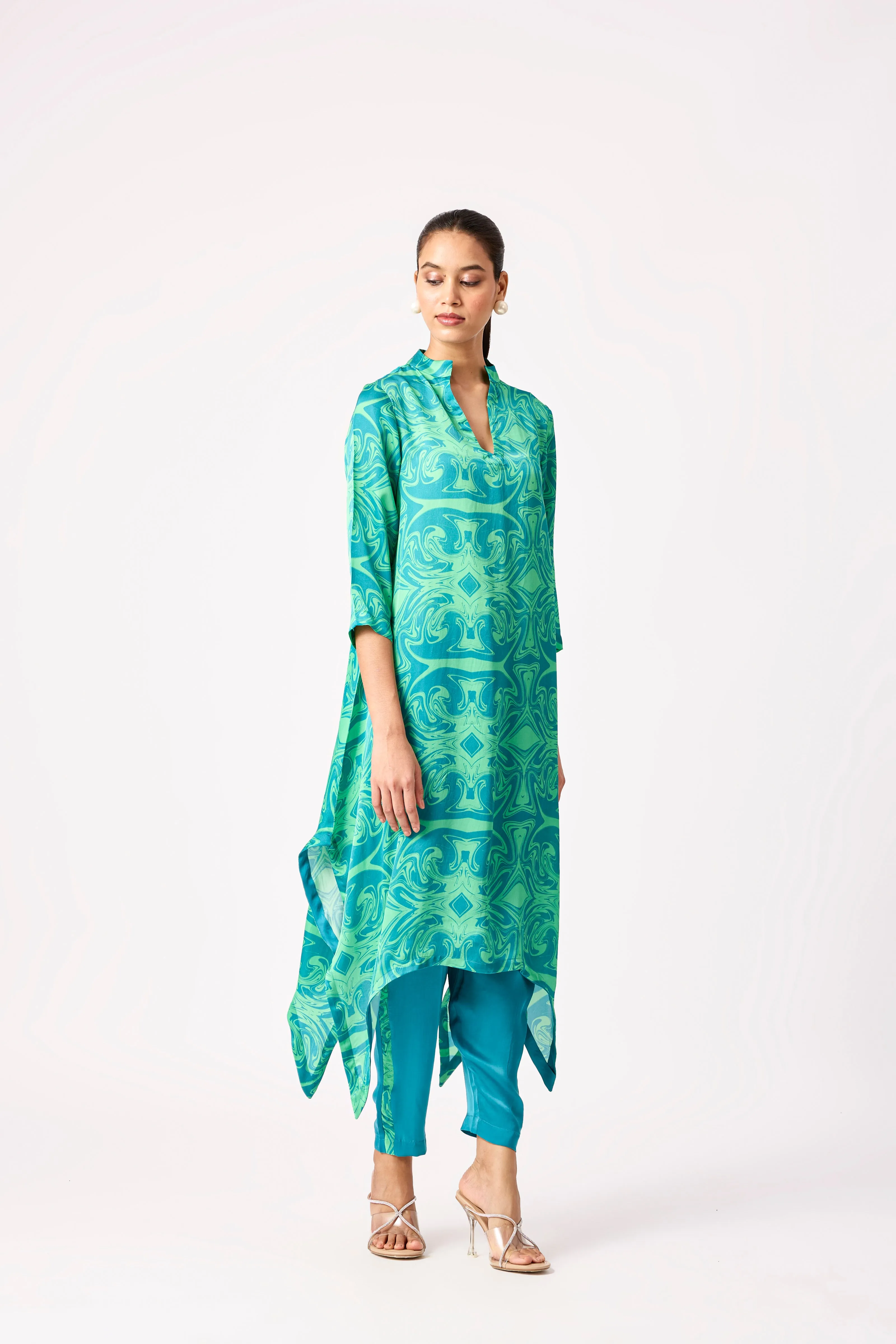 ZARA Tunic Set - Green Art deco